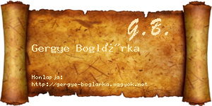 Gergye Boglárka névjegykártya